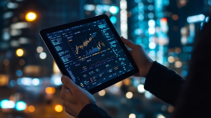 Singfable Flux Man analyzing stock charts