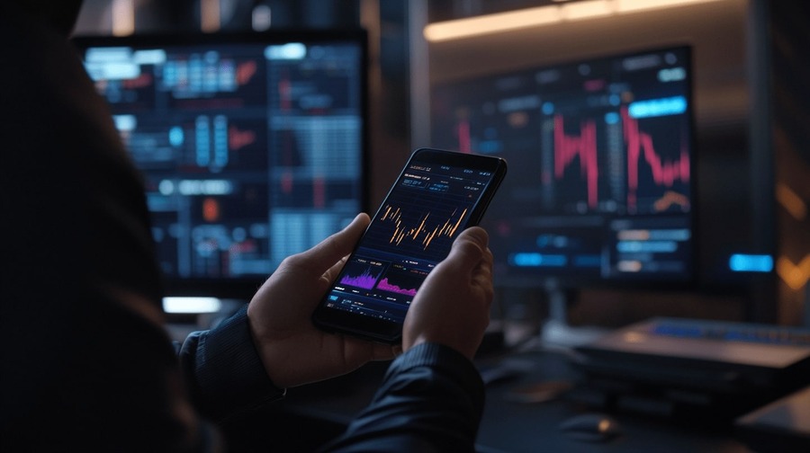 Smartphone with stock trading app Smartphone with stock trading app Energy Proair 0.4