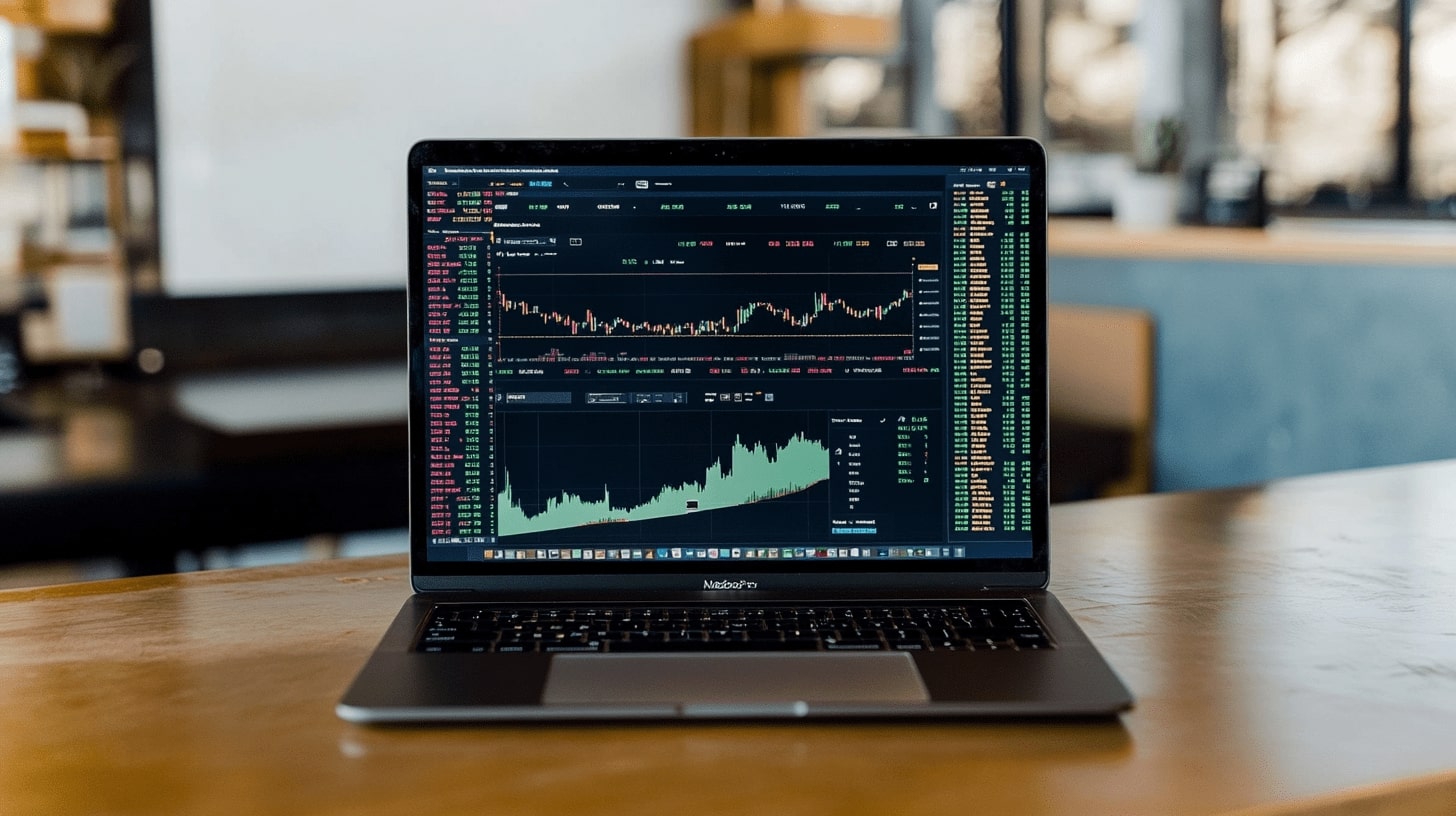 Cryptocurrency trading chart on laptop Reviews
